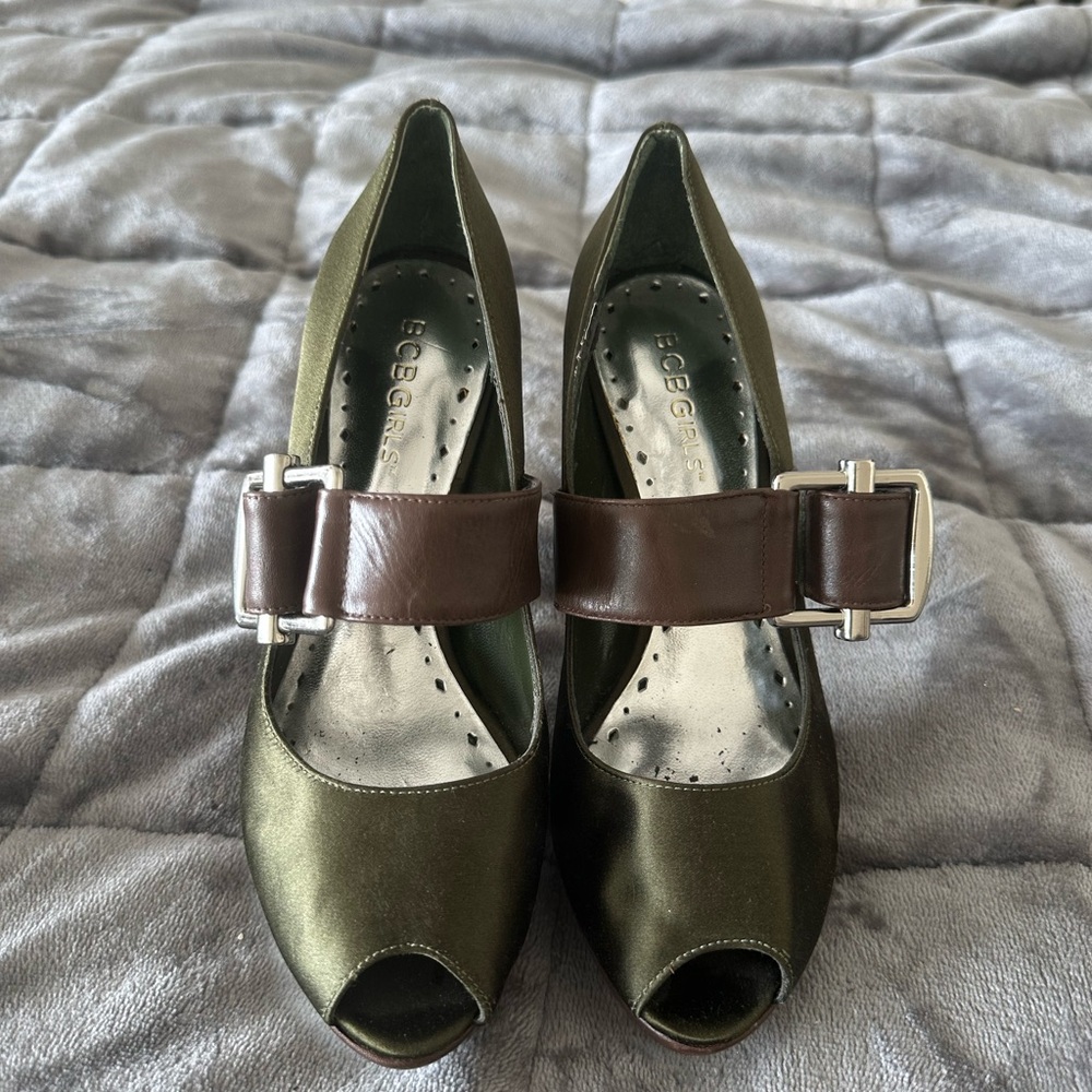 Women's Green Peep Toe Heels